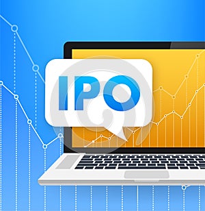 Vector IPO initial public offering concept in flat style - investment and strategy icons. Vector illustration