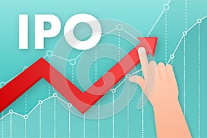 Vector IPO initial public offering concept in flat style - investment and strategy icons. Vector illustration