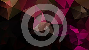 Vector irregular polygon background - triangle low poly pattern - black, hot pink, magenta, fuscia, brown color