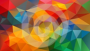 Vector irregular polygon background - triangle low poly pattern - full spectrum multi color rainbow