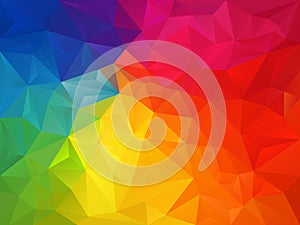 Vector irregular polygon background with a triangle pattern in full multi color - rainbow spectrum