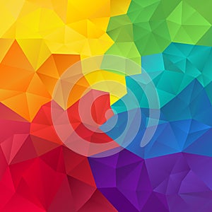 Vector irregular polygon background with a triangle pattern in full spectrum color - rainbow