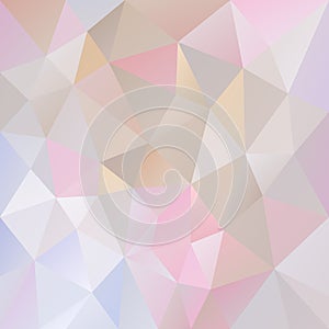 Vector irregular polygon background with a triangle pattern in light pastel color - pink, purple, blue, beige, gray