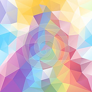Vector irregular polygon background with a triangle pattern in pastel full spectrum rainbow color with reflection