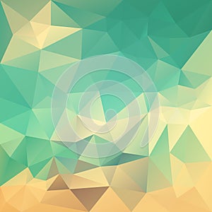 Vector irregular polygon background with a triangle pattern in retro color - blue, green, beige, orange, sand