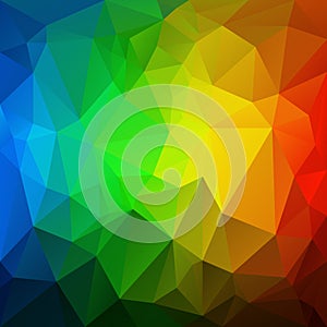 Vector irregular polygon background with a triangular pattern in vertical rainbow full spectrum colors