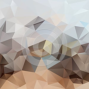 Vector irregular polygon square background - triangle low poly pattern - brown, beige, tan, sand, grey, white color