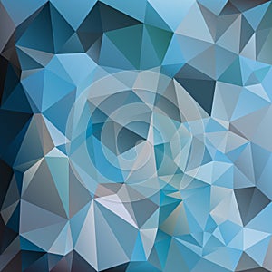 Vector irregular polygon square background - triangle low poly pattern - cold blue teal gray color