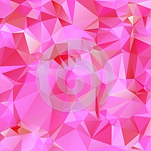 Vector irregular polygon square background - triangle low poly pattern - color hot pink magenta red