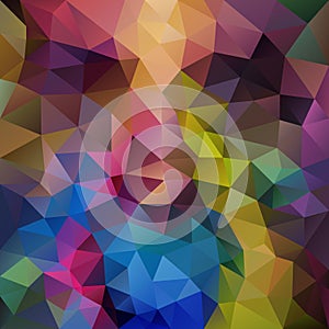 Vector irregular polygon square background - triangle low poly pattern - full spectrum multi color rainbow