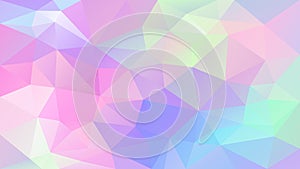 Vector irregular polygonal background - triangle low poly pattern - cute holographic color - pink, blue, purple, violet,