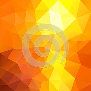 Vector irregular polygonal square background - triangle low poly pattern - hot red, orange and yellow color