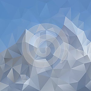 Vector irregular polygonal square background - triangle low poly pattern - light blue sky over gray mountain