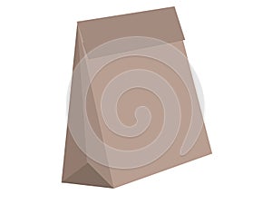 Vector isolate brown paper bag flat design with side perspective.
