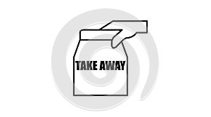 Vector Isolated Black and White Take Away Bag Icon or Sign