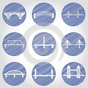 Vector isolated bridges big icons set