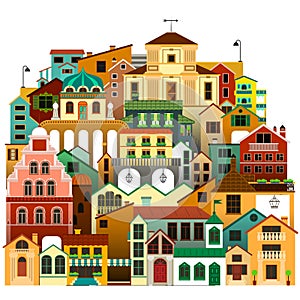 Vector isolated colorful townhouses. Urban architecture