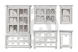 Vector isolated cupboards