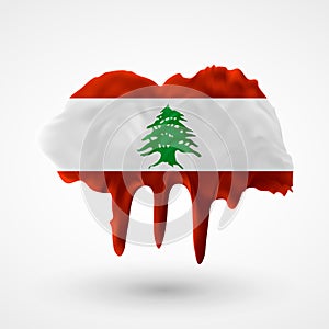 Vector isolated Flag of Lebanon painted colors