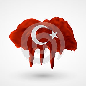 Vector isolated Flag of Turkey painted colors