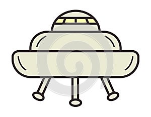 Vector isolated flat icon UFO, flying saucer from space.