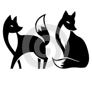 Vector isolated fox. black and white