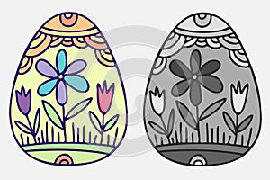 Vector isolated illustration of lined silhouette of ornamental easter egg