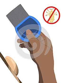 Vector isolated illustration of comb to remove nits.