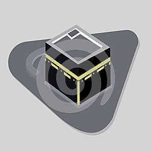 Vector. Isolated illustration of empty Kaaba, Mekka. Saudi Arabia. Islamic sacred mosque Al Haram.