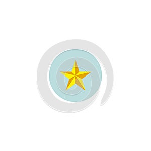 Vector isolated illustration. Gold star icon, sticker