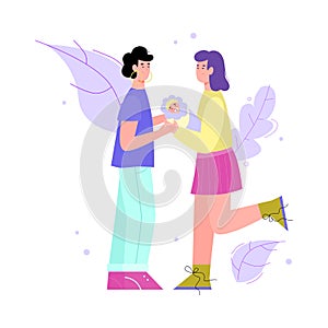 Vector isolated illustration of happy lesbian same-sex couple with newborn baby.