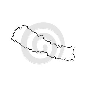 Vector isolated illustration icon with black line shape silhouette of simplified map of Nepal.