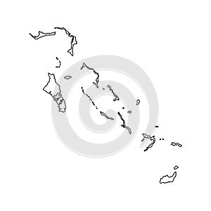 Vector isolated illustration icon with black line silhouette of simplified map of Bahamas