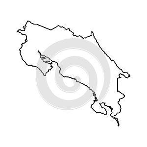 Vector isolated illustration icon with black line silhouette of simplified map of Costa Rica.