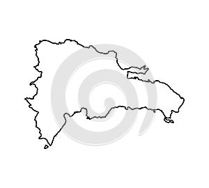 Vector isolated illustration icon with black line silhouette of simplified map of Dominican Republic.