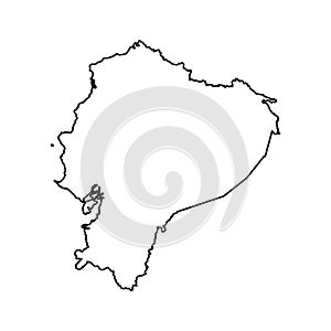 Vector isolated illustration icon with black line silhouette of simplified map of Ecuador.