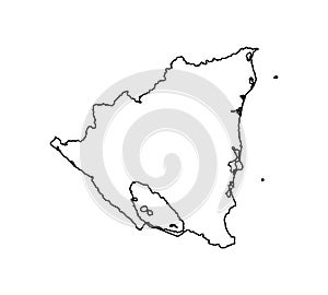 Vector isolated illustration icon with black line silhouette of simplified map of Nicaragua.