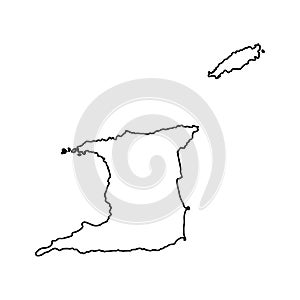 Vector isolated illustration icon with black line silhouette of simplified map of nTrinidad and Tobago