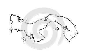 Vector isolated illustration icon with black line silhouette of simplified map of Panama