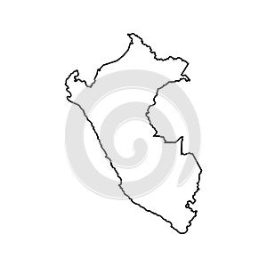 Vector isolated illustration icon with black line silhouette of simplified map of Peru
