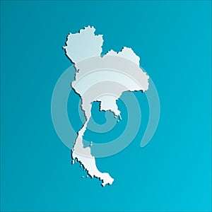 Vector isolated illustration icon with blue shape silhouette of simplified map of Thailand. White background