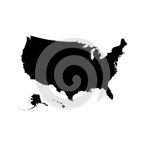 Vector isolated illustration icon of simplified political map USA United States of America, including Alaska and Hawaii