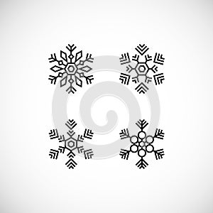 Vector isolated illustration. Icons set of snowflakes