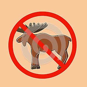 Vector isolated illustration of moose extermination prohibition sign