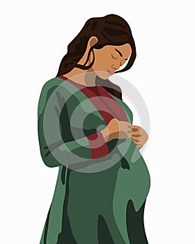 Vector isolated illustration of a pregnant woman.