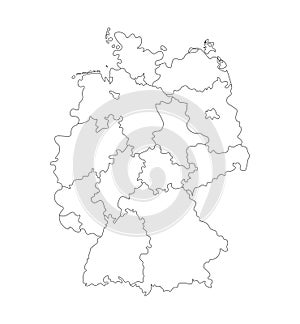 Vector isolated illustration of simplified administrative map of Germany. Borders of the states regions
