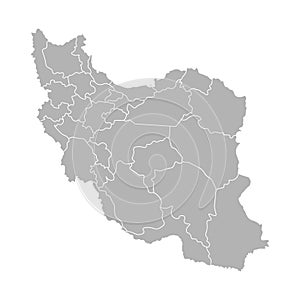 Vector isolated illustration of simplified administrative map of Iran. Borders of the provinces