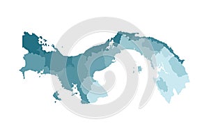 Vector isolated illustration of simplified administrative map of Panama. Borders of the provinces regions.