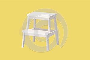 Vector Isolated Illustration of a White Wood Stool