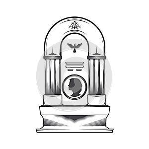 Vector isolated image of a female gravestones.